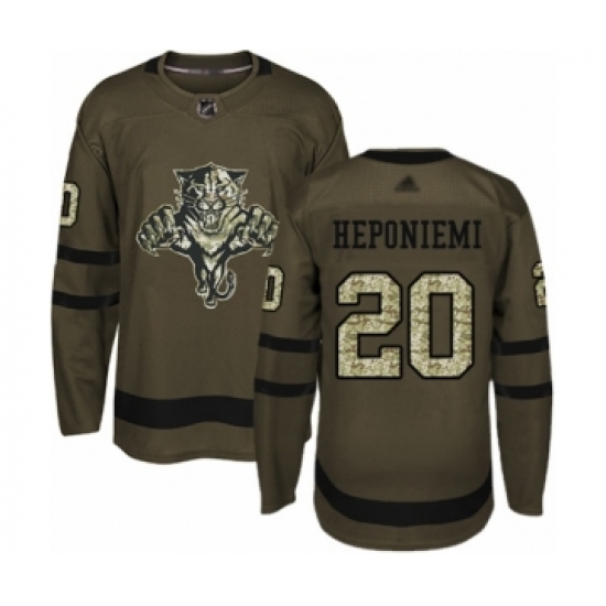 Youth Florida Panthers 20 Aleksi Heponiemi Authentic Green Salute to Service Hockey Jersey