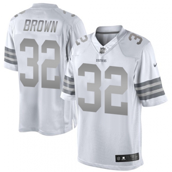 Men's Nike Cleveland Browns 32 Jim Brown Limited White Platinum NFL Jersey