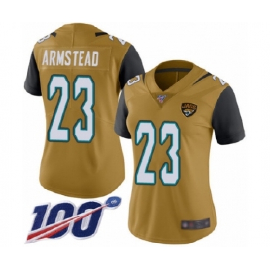 Women's Jacksonville Jaguars 23 Ryquell Armstead Limited Gold Rush Vapor Untouchable 100th Season Football Jersey