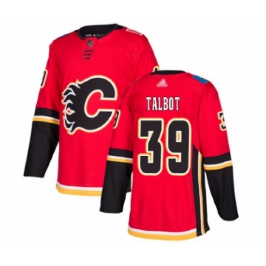 Men's Calgary Flames 39 Cam Talbot Authentic Red Home Hockey Jersey