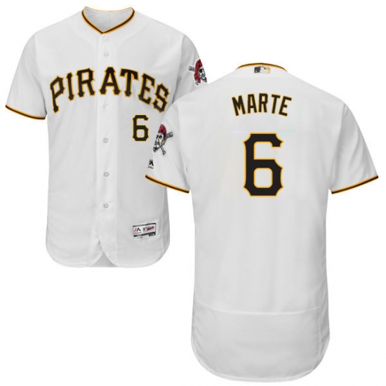 Men's Majestic Pittsburgh Pirates 6 Starling Marte White Home Flex Base Authentic Collection MLB Jersey