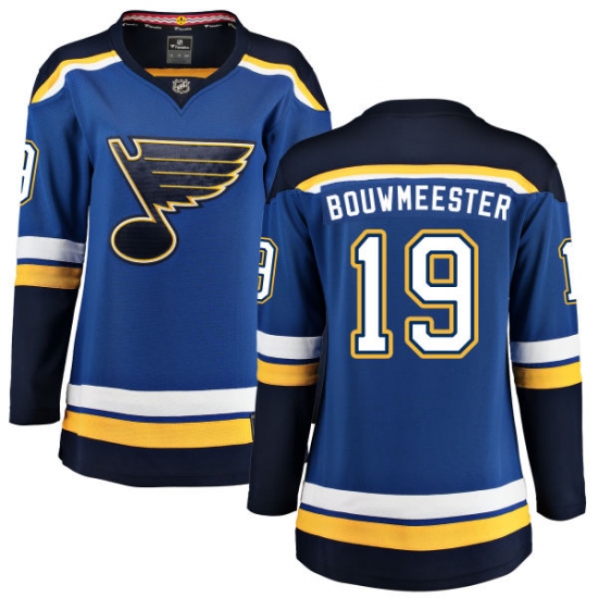 Women's St. Louis Blues 19 Jay Bouwmeester Fanatics Branded Royal Blue Home Breakaway NHL Jersey