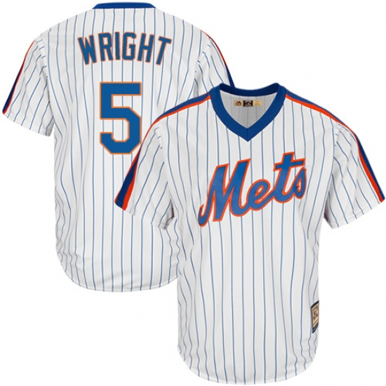 Men's Majestic New York Mets 5 David Wright Authentic White Cooperstown MLB Jersey