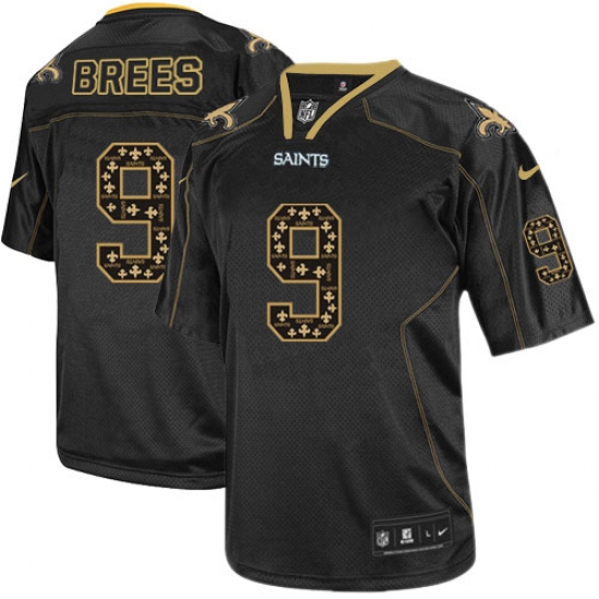 Men's Nike New Orleans Saints 9 Drew Brees Elite New Lights Out Black NFL Jersey