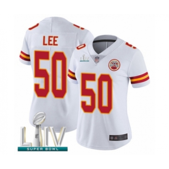 Women's Kansas City Chiefs 50 Darron Lee White Vapor Untouchable Limited Player Super Bowl LIV Bound Football Jersey