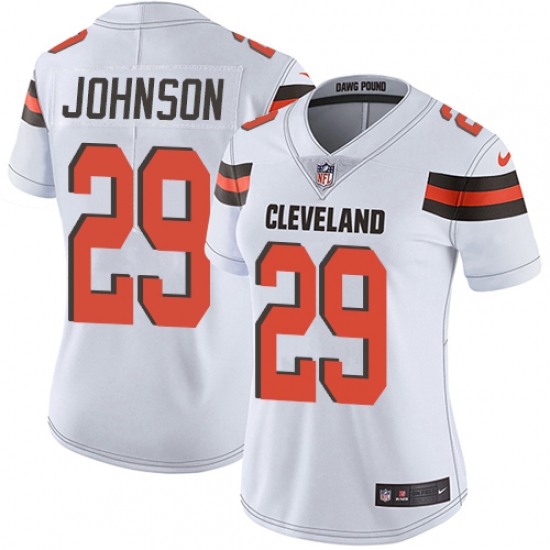 Women's Nike Cleveland Browns 29 Duke Johnson White Vapor Untouchable Limited Player NFL Jersey