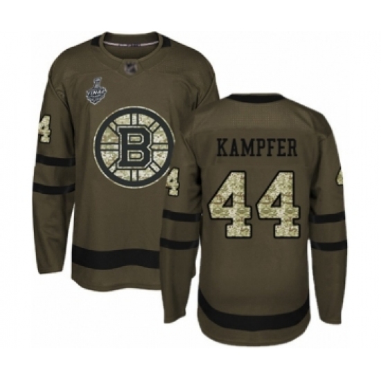 Men's Boston Bruins 44 Steven Kampfer Authentic Green Salute to Service 2019 Stanley Cup Final Bound Hockey Jersey