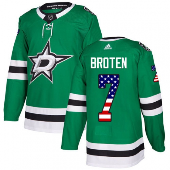 Men's Adidas Dallas Stars 7 Neal Broten Authentic Green USA Flag Fashion NHL Jersey