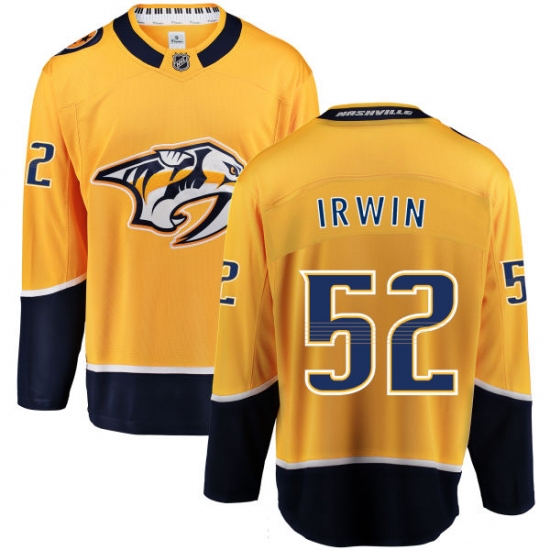 Men's Nashville Predators 52 Matt Irwin Fanatics Branded Gold Home Breakaway NHL Jersey