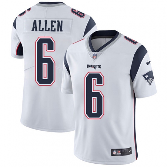 Youth Nike New England Patriots 6 Ryan Allen White Vapor Untouchable Limited Player NFL Jersey