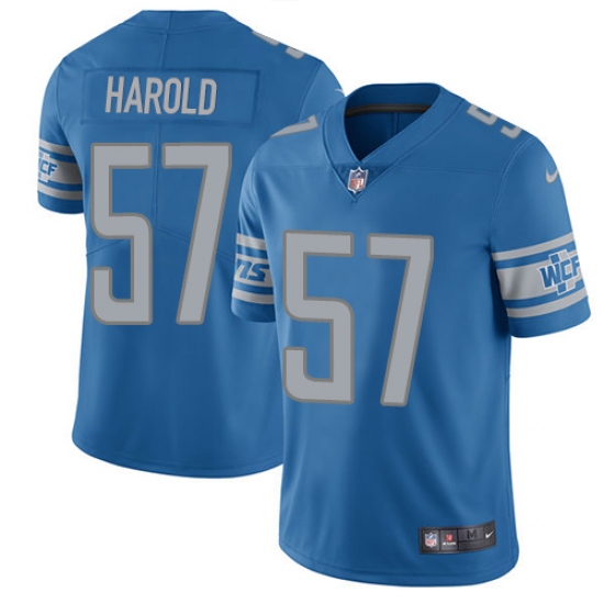 Men's Nike Detroit Lions 57 Eli Harold Blue Team Color Vapor Untouchable Limited Player NFL Jersey