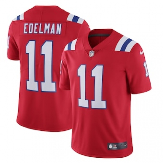 Nike New England Patriots 11 Julian Edelman Men's Red Alternate 2020 Vapor Limited Jersey