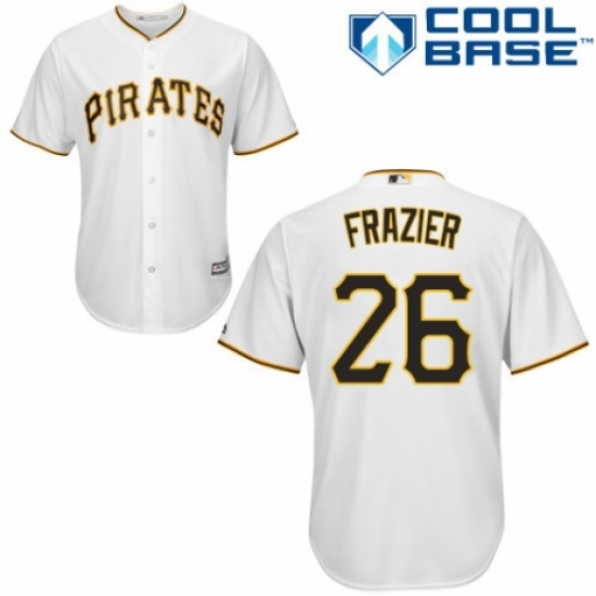Youth Majestic Pittsburgh Pirates 26 Adam Frazier Replica White Home Cool Base MLB Jersey