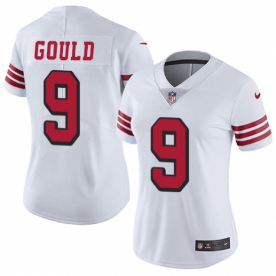 Women's Nike San Francisco 49ers 9 Robbie Gould Limited White Rush Vapor Untouchable NFL Jersey