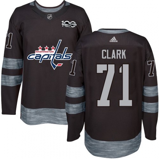 Men's Adidas Washington Capitals 71 Kody Clark Authentic Black 1917-2017 100th Anniversary NHL Jersey