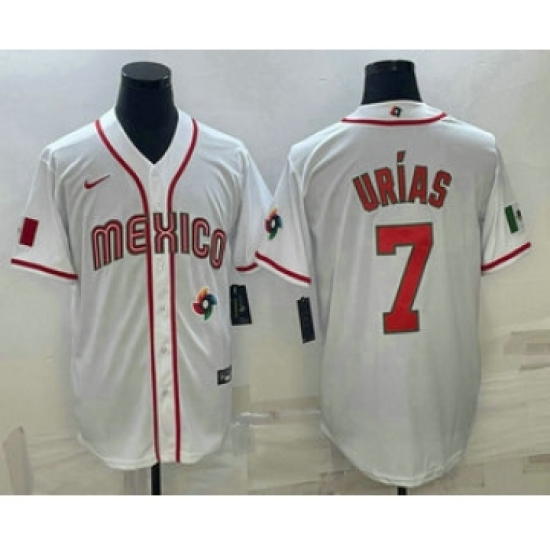 Men's Mexico Baseball 7 Julio Urias 2023 White World Baseball Classic Stitched Jerseys