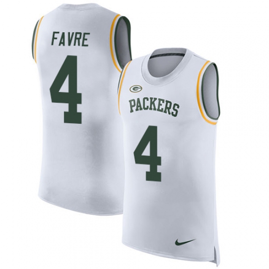 Men's Nike Green Bay Packers 4 Brett Favre Limited White Rush Player Name & Number Tank Top NFL Jersey