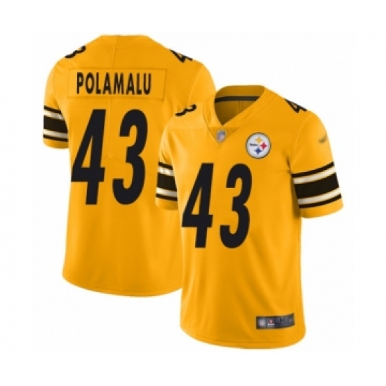 Women's Pittsburgh Steelers 43 Troy Polamalu Limited Gold Inverted Legend Football Jersey