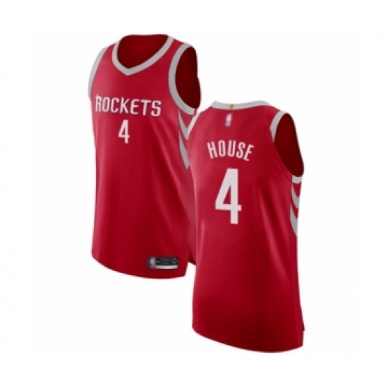 Men's Houston Rockets 4 Danuel House Authentic Red Basketball Jersey - Icon Edition