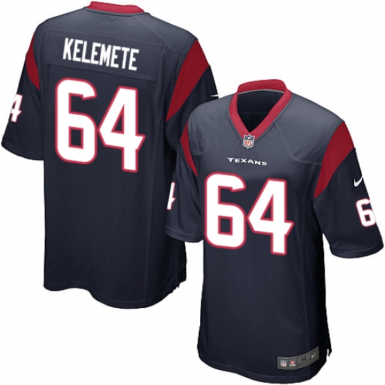 Men's Nike Houston Texans 64 Senio Kelemete Game Navy Blue Team Color NFL Jersey