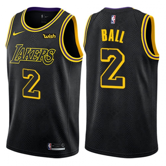 Women's Nike Los Angeles Lakers 2 Lonzo Ball Swingman Black NBA Jersey - City Edition