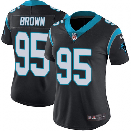 Women's Carolina Panthers 95 Derrick Brown Black Team Color Stitched NFL Vapor Untouchable Limited Jersey