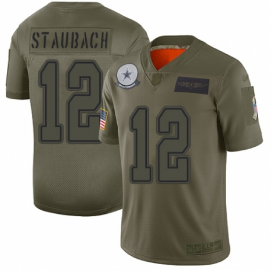 Youth Dallas Cowboys 12 Roger Staubach Limited Camo 2019 Salute to Service Football Jersey