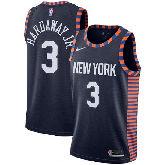 Men's Nike New York Knicks 3 Tim Hardaway Jr. Swingman Navy Blue NBA Jersey - 2018 19 City Edition