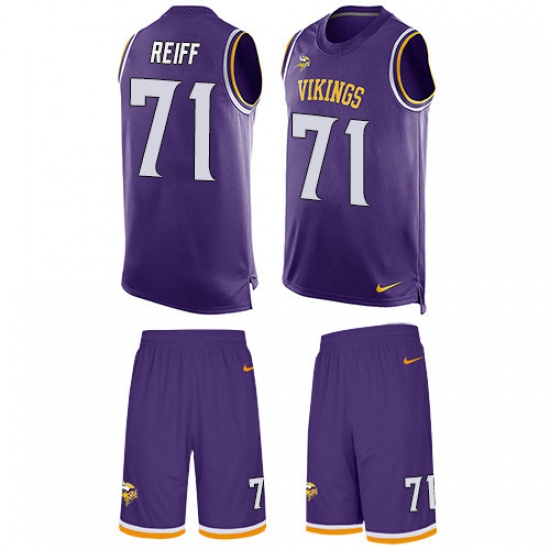 Men's Nike Minnesota Vikings 71 Riley Reiff Limited Purple Tank Top Suit NFL Jersey