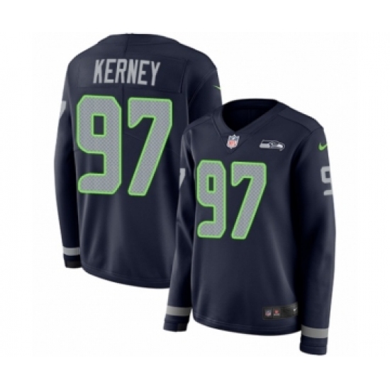 Women's Nike Seattle Seahawks 97 Patrick Kerney Limited Navy Blue Therma Long Sleeve NFL Jersey