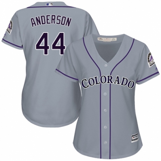 Women's Majestic Colorado Rockies 44 Tyler Anderson Authentic Grey Road Cool Base MLB Jersey