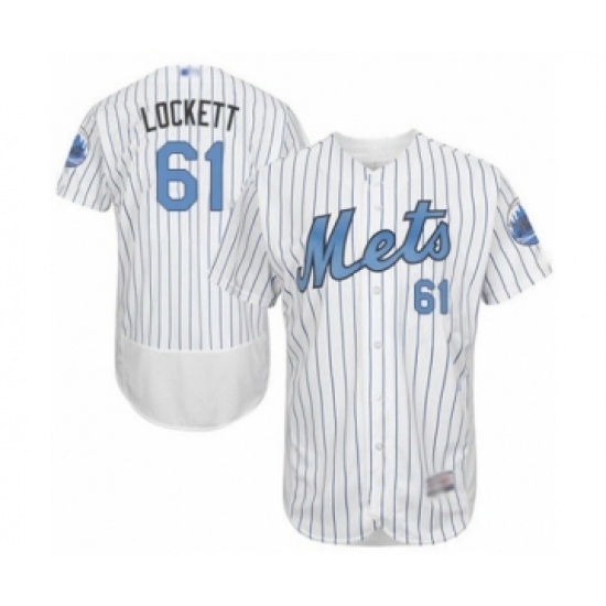 Men's New York Mets 61 Walker Lockett Authentic White 2016 Father's Day Fashion Flex Base Baseball Player Jersey