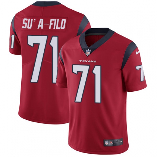 Youth Nike Houston Texans 71 Xavier Su'a-Filo Limited Red Alternate Vapor Untouchable NFL Jersey