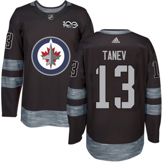 Men's Reebok Winnipeg Jets 13 Brandon Tanev Premier Black 1917-2017 100th Anniversary NHL Jersey