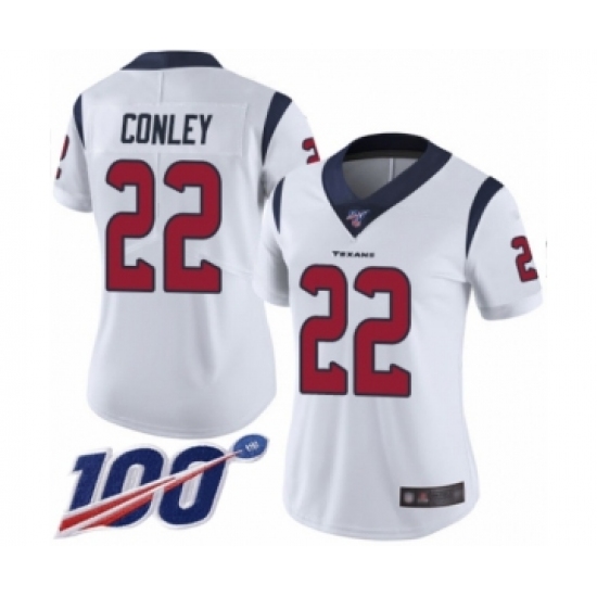 Women's Houston Texans 22 Gareon Conley White Vapor Untouchable Limited Player 100th Season Football Jersey