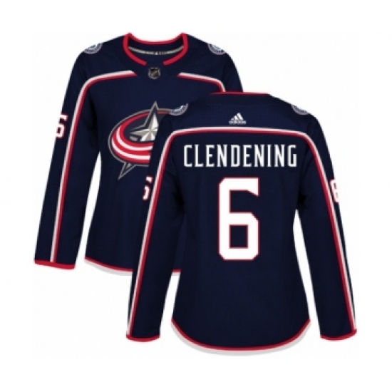 Women's Adidas Columbus Blue Jackets 6 Adam Clendening Premier Navy Blue Home NHL Jersey