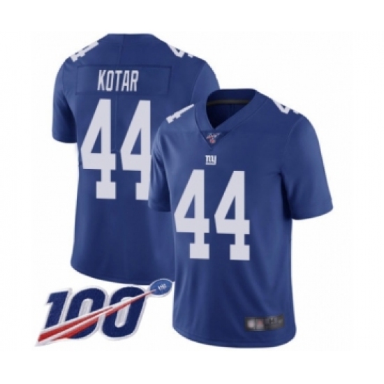 Men's New York Giants 44 Doug Kotar Royal Blue Team Color Vapor Untouchable Limited Player 100th Season Football Jersey