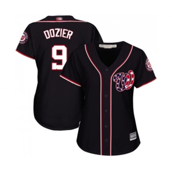 Women's Washington Nationals 9 Brian Dozier Replica Navy Blue Alternate 2 Cool Base Baseball Jersey