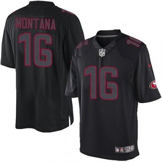 Men's Nike San Francisco 49ers 16 Joe Montana Limited Black Impact NFL Jersey
