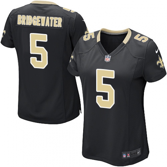 Women's Nike New Orleans Saints 5 Teddy Bridgewater Game Black Team Color NFL Jersey