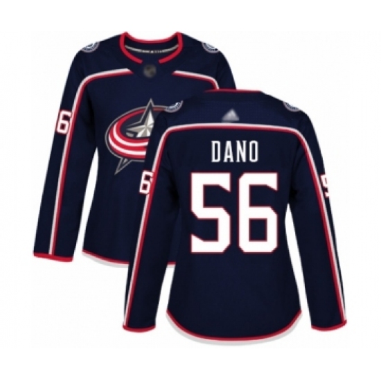 Women's Columbus Blue Jackets 56 Marko Dano Authentic Navy Blue Home Hockey Jersey