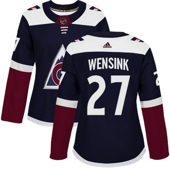 Women's Adidas Colorado Avalanche 27 John Wensink Authentic Navy Blue Alternate NHL Jersey