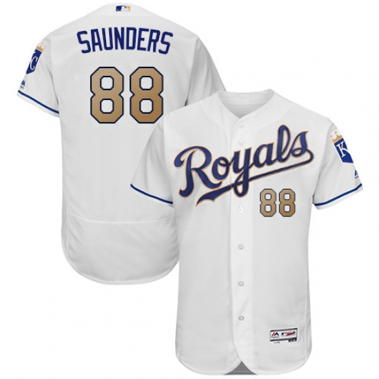 Men's Majestic Kansas City Royals 88 Michael Saunders White Flexbase Authentic Collection MLB Jersey