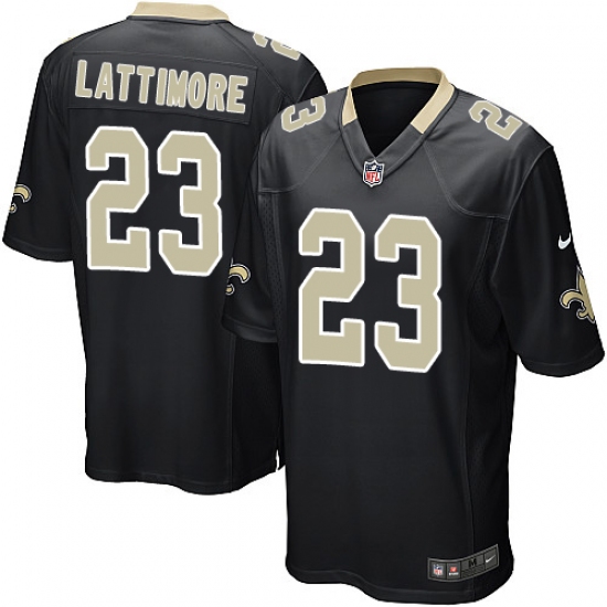 Men's Nike New Orleans Saints 23 Marshon Lattimore Game Black Team Color NFL Jersey