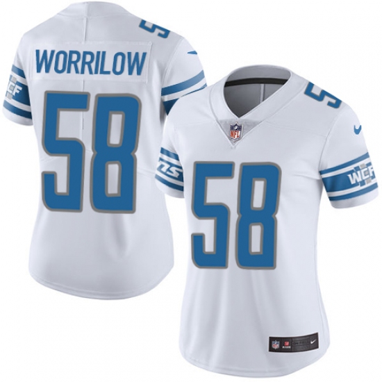 Women's Nike Detroit Lions 58 Paul Worrilow White Vapor Untouchable Limited Player NFL Jersey