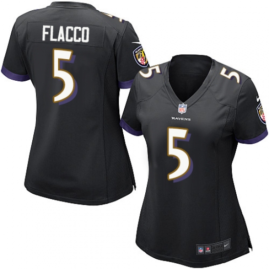 Women's Nike Baltimore Ravens 5 Joe Flacco Game Black Alternate NFL Jersey