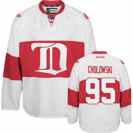 Men's Reebok Detroit Red Wings 95 Dennis Cholowski Authentic White Third NHL Jersey