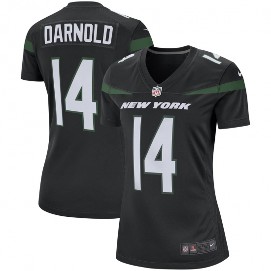 Women's New York Jets 14 Sam Darnold Nike Black Player Game Jersey