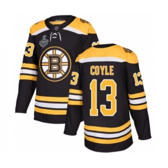 Men's Boston Bruins 13 Charlie Coyle Authentic Black Home 2019 Stanley Cup Final Bound Hockey Jersey