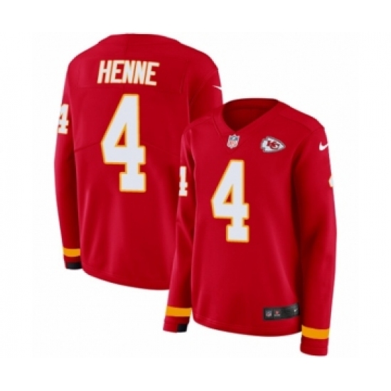 Women's Nike Kansas City Chiefs 4 Chad Henne Limited Red Therma Long Sleeve NFL Jersey